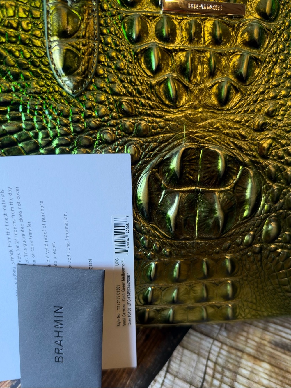 Last one! Price Firm! Brahmin Small Caroline cacti green Metallic - Picture 8 of 13